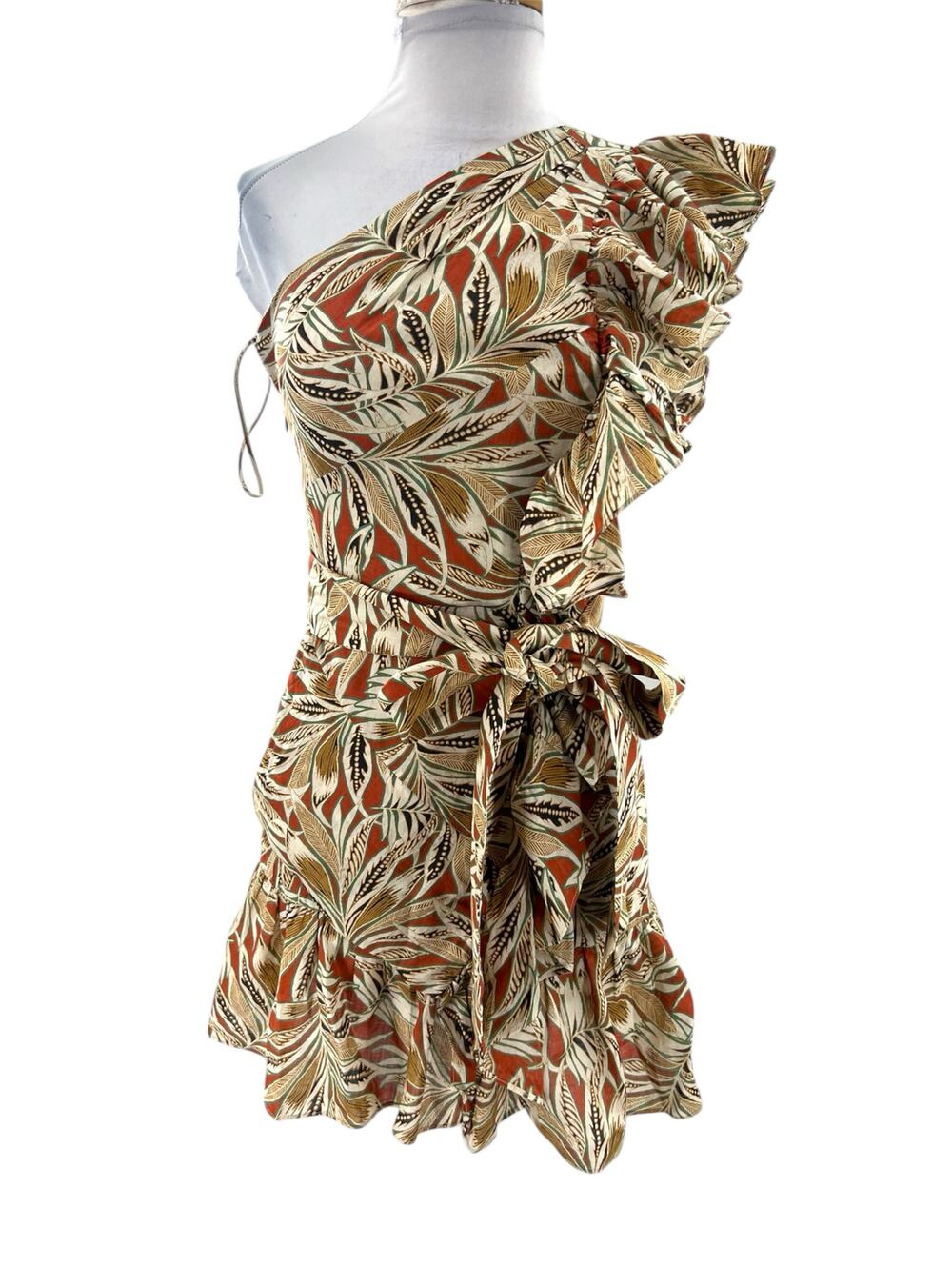 Alexis Adela one-shoulder leaf print sz XS